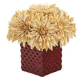 11" Dahlia Artificial Arrangement in Red Ceramic Cube