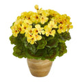 11" Geranium Artificial Plant in Ceramic Planter UV Resistant (Indoor/Outdoor)