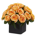 11" Rose Artificial Arrangement in Black Vase