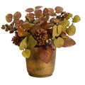 12" Fall Eucalyptus, Pinecones and Berries Artificial Autumn Arrangement in Decorative Vase