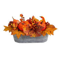 12" Fall Pumpkin and Berries Autumn Harvest Artificial Arrangement in Washed Vase