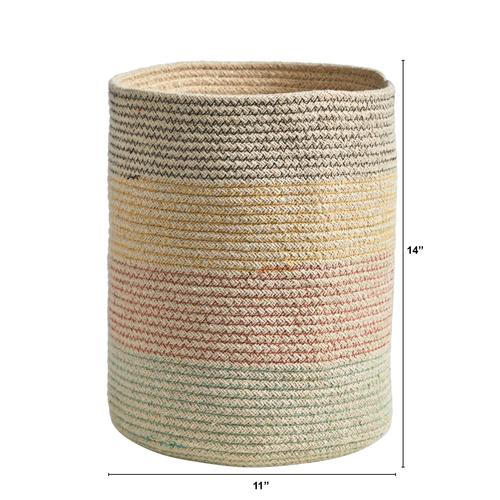 12" Handmade Natural Cotton Multicolored Woven Planter