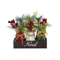 12" Holiday Winter Pine and Berries Three Piece Mason Jar “Noel" Table Christmas Artificial Arrangement Décor