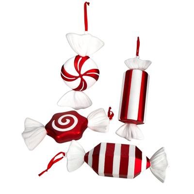 12" Jumbo Assorted Candy Holiday Christmas Deluxe Shatterproof Ornament Set of 4