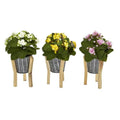 12" Kalanchoe Artificial Plant in Tin Planter with Legs (Set of 3)