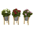 12" Kalanchoe Artificial Plant in Tin Planter with Legs (Set of 3)