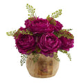 12" Peony Artificial Arrangement in Decorative Planter
