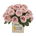 12" Rose Artificial Arrangement “New Baby" Vase