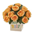 12" Rose Artificial Arrangement “New Baby" Vase