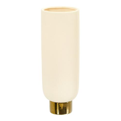 12.75" Elegance Ceramic Cylinder Vase with Gold Accents