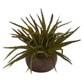 13" Aloe Succulent Artificial Plant in Stone Planter
