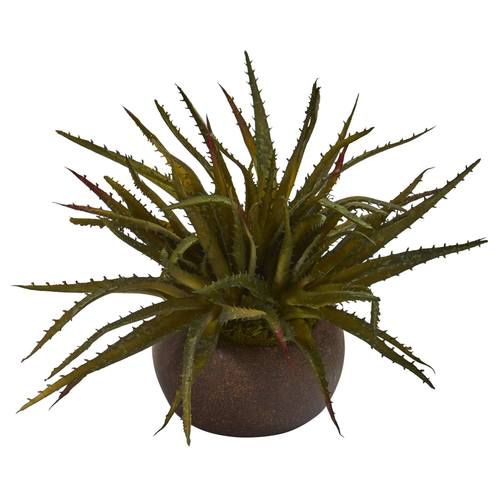 13" Aloe Succulent Artificial Plant in Stone Planter