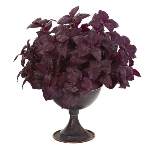 13" Basil Artificial Plant in Metal Chalice
