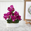 13" Bougainvillea Artificial Arrangement in White Vase