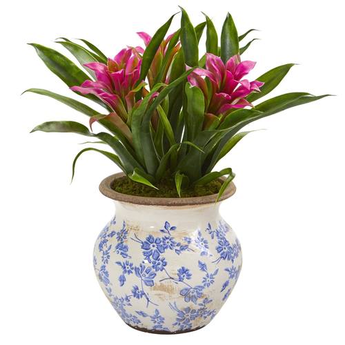 13" Bromeliad Artificial Plant in Floral Planter