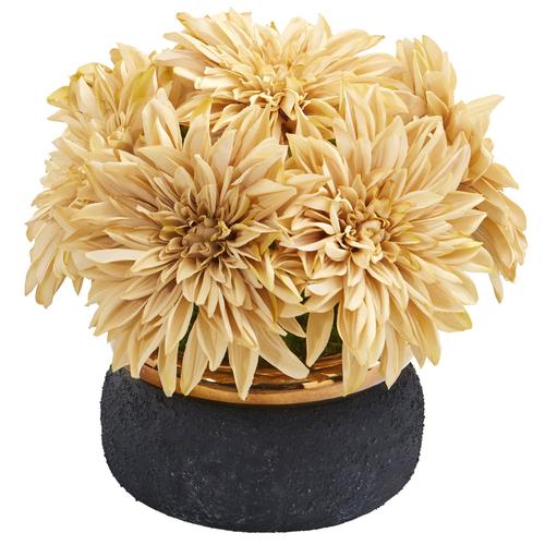 13" Dahlia Artificial Arrangement in Stoneware Vase
