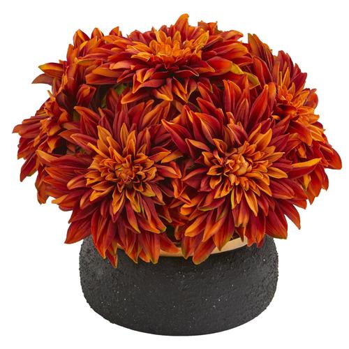 13" Dahlia Artificial Arrangement in Stoneware Vase