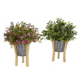 13" Eucalyptus and Sedum Artificial Plant in Tin Planter with Legs (Set of 2)