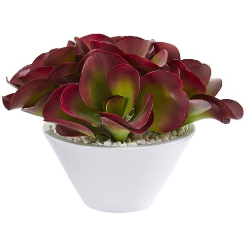 13" Succulent Artificial Plant in White Bowl