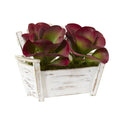 13" Succulent Artificial Plant in Wooden Bench Planter