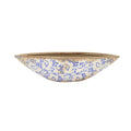 13" Tuscan Ceramic Blue Scroll Decorative Bowl