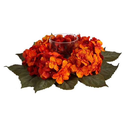 14" Autumn Hydrangea Artificial Candelabrum Arrangement