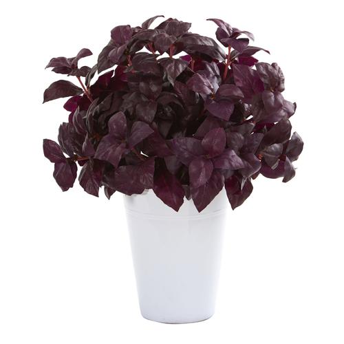 14" Basil Artificial Plant in White Planter