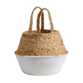 14" Boho Chic Handmade Cotton & Jute White Woven Planter