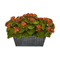 14" Kalanchoe Artificial Plant in Black Embossed Planter