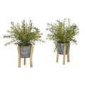 14" Rosemary Artificial Plant in Tin Planter with Legs (Set of 2)