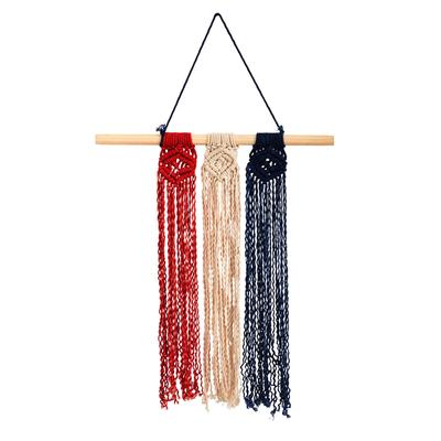 14" x 24" Red White and Blue “Americana" Macrame Wall Hanging Art Decor