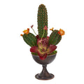 15" Cactus Artificial Plant in Metal Chalice