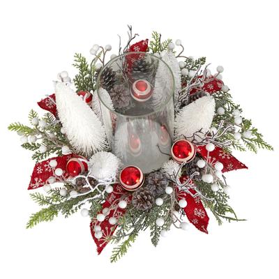 15" Holiday Lighted Forest Candle Holder Table Christmas Artificial Arrangement