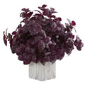 16" Basil Artificial Plant in Marble Finished Planter