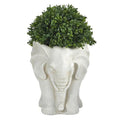 16" Boxwood Topiary Artificial Plant in Elephant Shaped Planter UV Resistant (Indoor/Outdoor)