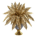 16" Golden Boston Fern Artificial Plant in Stoneware Urn with Gold Trimming