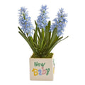 16" Hyacinth and Agave Artificial Plant in “New Baby" Planter