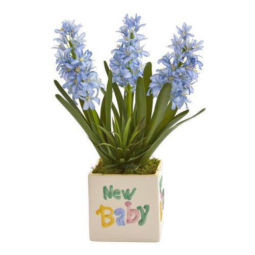 16" Hyacinth and Agave Artificial Plant in “New Baby" Planter