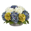 16" Hydrangea Artificial Arrangement in Gray Vase