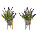 16" Lavender Artificial Plant in Tin Planter with Legs (Set of 2)
