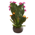 16" Mixed Cactus Artificial Plant in Stone Planter