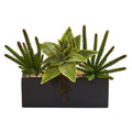 16" Mixed Succulent Artificial Plant in Black Planter