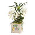 16" Orchid Phalaenopsis and Cyperus Artificial Arrangement in “New Baby" Vase