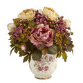16" Peony Artificial Arrangement in Floral Vase