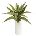 16" Sanseveria Artificial Plant in White Planter