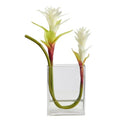 16" Star Bromeliad Artificial Arrangement in Glass Vase