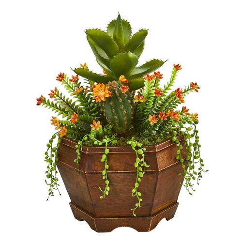 16" Succulent Garden Artificial Plant in Decorative Planter
