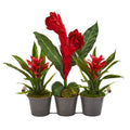 16" Tropical Trio Artificial Arrangement in Metal Vase