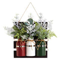17" Holiday Assorted Christmas Pine Hanging Three Piece Mason Jar Artificial Arrangement Wall Art Décor