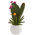 17" Mixed Cactus Artificial Plant in White Planter